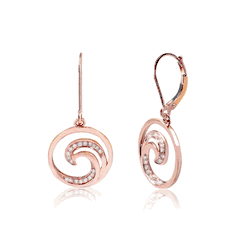 14K Rose Gold Diamond Waves Earrings