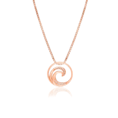 14K Rose Gold Diamond Waves Pendant