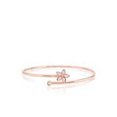 14K Rose Gold Marquise Diamond Flower Bangle