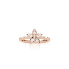 14K Rose Gold Marquise Diamond Flower Ring