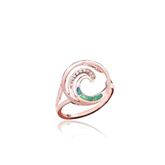 14K Rose Gold Opal Inlay Waves Ring