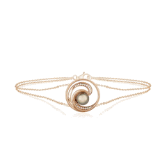 14K Rose Gold Pearls Wave Bracelet