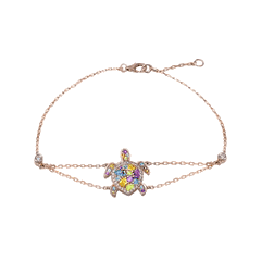 14K Rose Gold Sea Life Turtles Bracelet