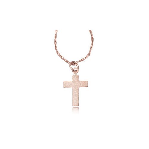 14K Rose Gold Small Cross On Chain Pendant