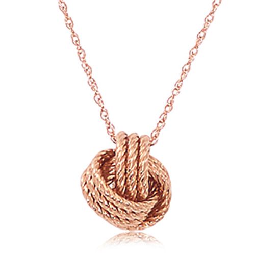 14K Rose Gold Twisted Love Knot with 18 inch Chain Necklace