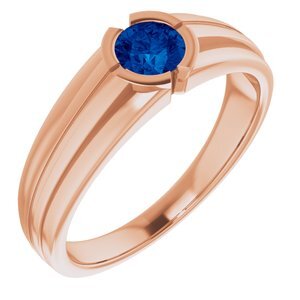 14K Rose Lab-Grown Blue Sapphire Ring   - 9849:6002:P