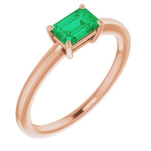 14K Rose Lab-Grown Emerald Ring  - 71863:60003:P
