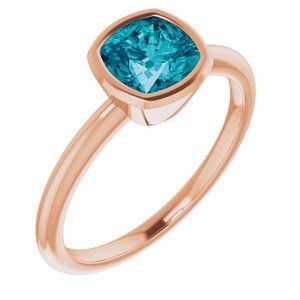 14K Rose London Blue Topaz Ring - 71871:60002:P