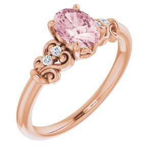 14K Rose Morganite & .04 CTW Diamond Ring - 71913:60001:P