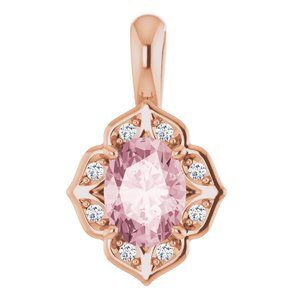 14K Rose Morganite & .07 CTW Diamond Pendant  - 86762:6002:P