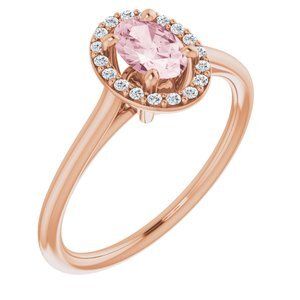 14K Rose Morganite & 1/10 CTW Diamond Ring - 71608:70005:P