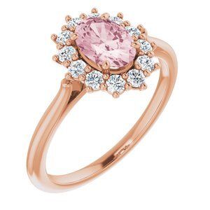 14K Rose Morganite & 1/3 CTW Diamond Ring - 71606:70001:P