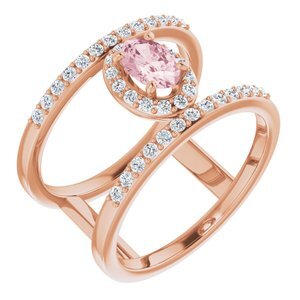 14K Rose Morganite & 1/3 CTW Diamond Ring  - 71855:60000:P