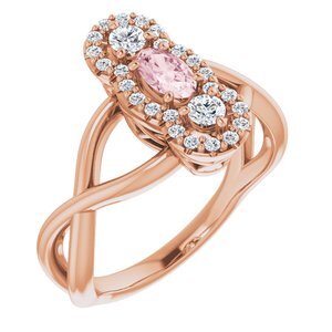 14K Rose Morganite & 1/4 CTW Diamond Ring   - 71947:60007:P