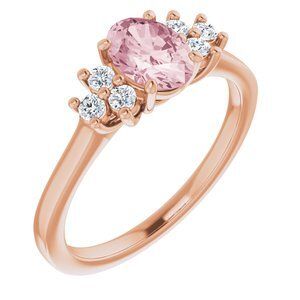 14K Rose Morganite & 1/5 CTW Diamond Ring - 71604:70002:P