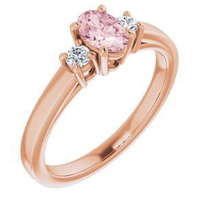 14K Rose Morganite & 1/8 CTW Diamond Ring - 71607:70004:P