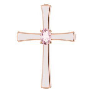 14K Rose Morganite Cross Pendant     - R42362:6000:P