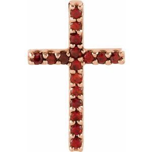 14K Rose Mozambique Garnet Petite Cross Pendant    - R42147:60018:P
