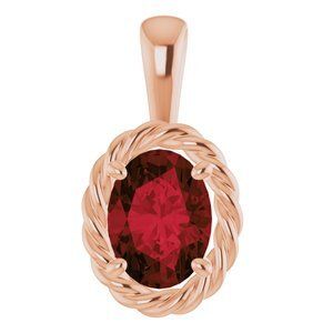 14K Rose Mozambique Garnet Rope Pendant   - 86393:60005:P