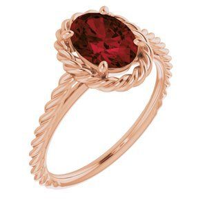 14K Rose Mozambique Garnet Rope Ring   - 71837:60006:P