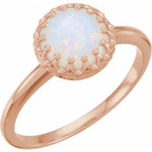 14K Rose Opal Crown Design Cabochon Ring - 71560:70002:P