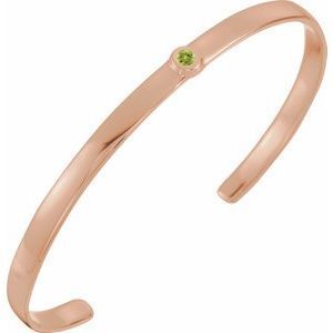 14K Rose Peridot Cuff 6" Bracelet - BRC764:60029:P