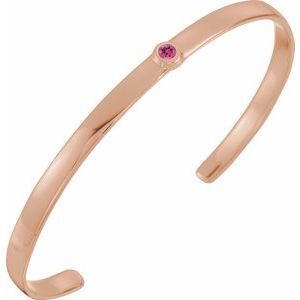14K Rose Pink Tourmaline Cuff 6" Bracelet - BRC764:60031:P