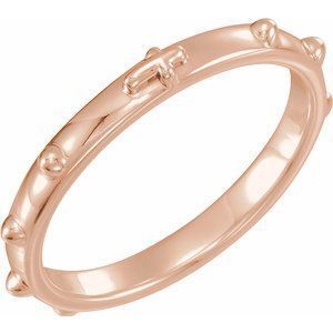 14K Rose Rosary Ring Size 9 - R16603:77737:P