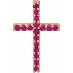 14K Rose Ruby Petite Cross Pendant   - R42147:60038:P