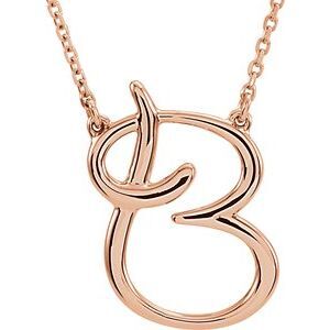 14K Rose Script Initial B 16" Necklace - 84635:286:P