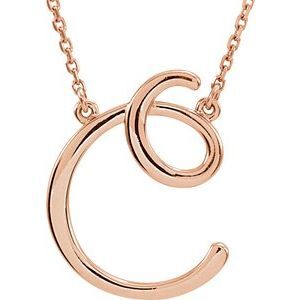 14K Rose Script Initial C 16" Necklace - 84635:287:P
