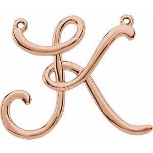 14K Rose Script Initial K Necklace Center - 84576:294:P