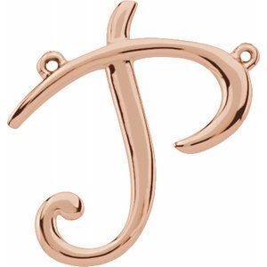 14K Rose Script Initial P Necklace Center - 84576:299:P