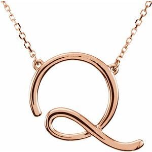 14K Rose Script Initial Q 16" Necklace - 84635:300:P