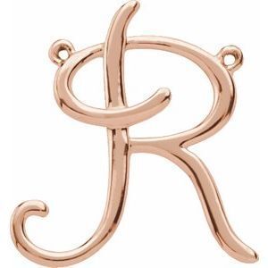 14K Rose Script Initial R Necklace Center - 84576:301:P