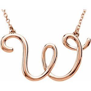 14K Rose Script Initial W 16" Necklace - 84635:306:P