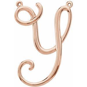 14K Rose Script Initial Y Necklace Center - 84576:308:P