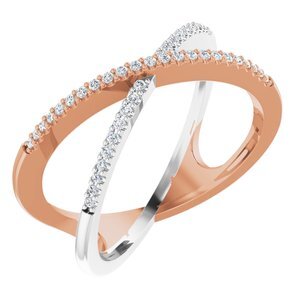 14K Rose & White 1/6 CTW Diamond Criss-Cross Ring - 651752:60004:P