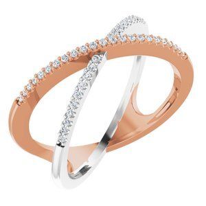 14K Rose & White 1/6 CTW Diamond Criss-Cross Ring - 651752:60004:P
