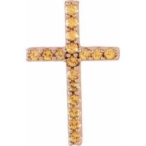 14K Rose Yellow Sapphire Petite Cross Pendant - R42147:60054:P