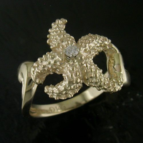 14K Star Fish Ring 9/24 .05 Diamond - SD-SLR012D