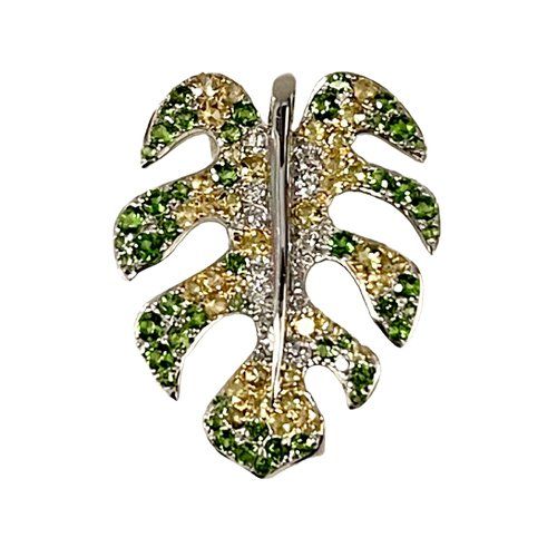 14K WG Monstera Pendant