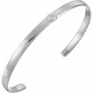 14K White 1/10 CT Diamond Cuff 6" Bracelet - BRC764:600:P