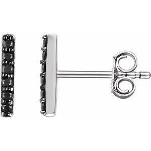 14K White 1/10 CTW Black Diamond Bar Earrings - 651757:60003:P