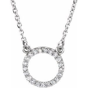 14K White 1/10 CTW Diamond Circle 16" Necklace - 66417:100001:P