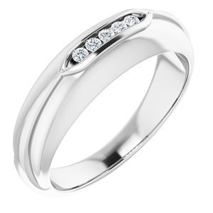14K White 1/10 CTW Diamond Men's Ring  - 9852:6008:P