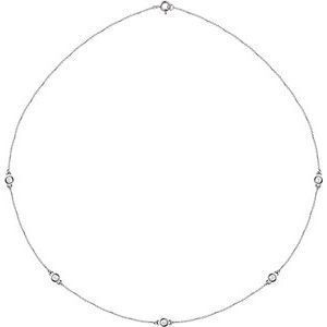 14K White 1/2 CTW Diamond 5-Station 18" Necklace - 68577:60011:P