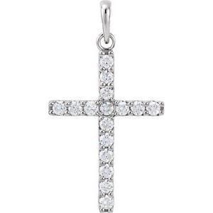 14K White 1/2 CTW Diamond Cross Pendant - R42308:10080:P