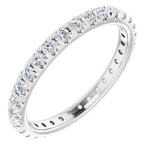 14K White 1/2 CTW French Set Diamond Eternity Band Size 7.5 - 123225:728:P