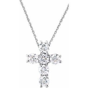 14K White 1/4 CTW Diamond Cross 18" Necklace  - R42309:60021:P